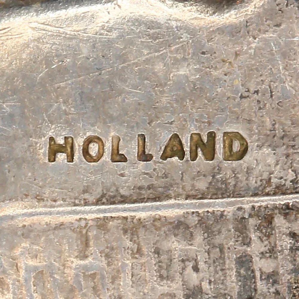 Victorian Holland Repoussé Tavern Scene Brooch Dutch Silver‎ Tone Folk Art Pin